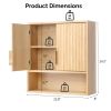 2-Door 3-Tier Slatted Bathroom Wall Cabinet 24.49"*22.83"*8.07 Oak