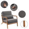 [Same code: 44658239] Oak Armrest Oak Upholstered Single Lounge Chair Indoor Lounge Chair Dark Grey