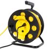 4x Grounded Outlets 100FT Length Cable Heavy Duty Retractable Extension Cord Reel,12AWG,12A, with 4pcs Outlets and Dust Cover