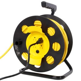 4x Grounded Outlets 100FT Length Cable Heavy Duty Retractable Extension Cord Reel,12AWG,12A, with 4pcs Outlets and Dust Cover