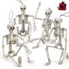4 Pcs Halloween Skeleton 16" Posable Skeleton Decor, Full Body Posable Joints Outdoor Skeletons, Halloween Skeletons Decorations Outdoor Indoor