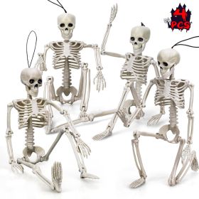 4 Pcs Halloween Skeleton 16" Posable Skeleton Decor, Full Body Posable Joints Outdoor Skeletons, Halloween Skeletons Decorations Outdoor Indoor