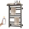 SIOYIE Heated Towel Rack with Shelf and Wi-Fi App Control, 8 Bars Electric Wall Mounted Towel Warmer with Timer & Adjustable Temperature