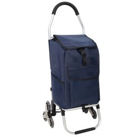 Shopping Stair Trolley with Wheels,Trolley Black Foldable Shopping Cart,Removable Shopping Oxford Waterproof Bag,Stainless Steel Triangular Wheels