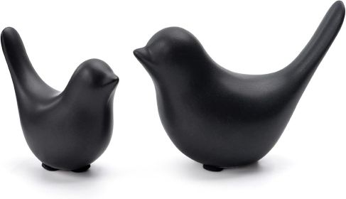 Small Birds Statues Home Modern Style Decorative Ornaments for Living Room Bedroom, Office Desktop, Cabinets (Black 2Pcs Birds)
