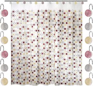 12pc Sheer Shower Curtain Set Sheer Shower Curtain & 12 Shower Curtain Hooks Fun Shower Curtain Beige Shower Curtain Unique Design Stylish Shower Curt