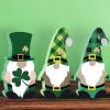 St. Patrick's Day Decorations Gnomes Table Sign - 3pcs Wooden Scandinavian Tomte Shamrock Clover Lucky Table Centerpiece