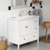 36'' Bathroom Vanity with Sink, Modern Bathroom Vanity Sink Cabinet with Doors and Fluted Drawers