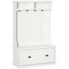 Modern Hall Tree, Coat Rack, Coat Stand With Shoe Storage Bench, 3-in-1 Wardrobe with 4 Double Hooks and 2 Shelves, Coat Hanger for Hallway