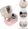 Makeup Bag, Travel Make Up Organizer Cosmetic Brush Bags Case for Women in Vegan Leather, Pink, Patent Pending