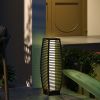 Solar-Powered Rattan Floor Lamp, Auto On/Off LED Outdoor Garden Lantern, Pathway Light, Gray