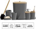 Bathroom Set - Grey Bathroom Accessories Set, 6PC Bathroom Accessory Set, Bathroom Sets with Toilet Brush, Trash Can & Soap Dispenser