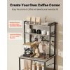 Kitchen Bakers Rack, 23.6-Inch Wide Stand with X-Support, 12 Hooks, Double Top Shelf, Coffee Bar Organizer for Dishes, Bowls, and Spices