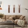 Wooden Wall Planter Set of 3 - Modern Home Decor for Living Room, Bedroom, Bathroom - Walnut Finish Planter for Dried Flowers, Faux Greenery