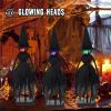 Halloween Decorations Indoor, Set of 3 Primitive Witch with Hats, Spooky Halloween Witch Figurines with 3 LED Colors for Mantel