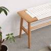 Design Natural Oak Wood Dining Bench Bed Bench for Dining Room, Bedroom, Bathroom (White)