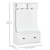 Modern Hall Tree, Coat Rack, Coat Stand With Shoe Storage Bench, 3-in-1 Wardrobe with 4 Double Hooks and 2 Shelves, Coat Hanger for Hallway