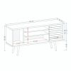 Manhattan Comfort Liberty 53.14" Mid-Century Modern TV Stand with 5 Shelves and 1 Door in Rustic Brown and White with Solid Wood Legs