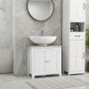 Pedestal Sink Storage Cabinet, Under Sink Cabinet with U-Shape and Adjustable Internal Shelf, White