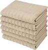 Premium Kitchen Towels (20'x 28', 6 Pack) | Large Cotton Dish Towels 400 GSM | Highly Absorbent Terry Kitchen Linen Set with Hanging Loop | Tan Solid