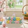 Easter Decorations Eggs Bunny, Hand-Painted Resin Tabletop Centerpiece, Decor Bunny Figurine for Home Room Table Office Party (Happy Easter)
