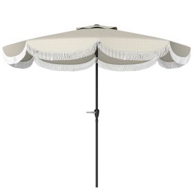 9FT Patio Umbrella,  Outdoor Market Umbrella With Crank, 8 Ribs, Push Button Tilt, Vented Patio Table Umbrella For Deck Backyard Lawn, Light Gray (Option: Light gray)