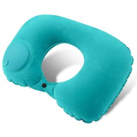 Inflatable Travel Pillow; Pressing U-shaped Neck Pillow; Portable Sleeping Pillow For Airplane; Train; Car; Office (Color: green)