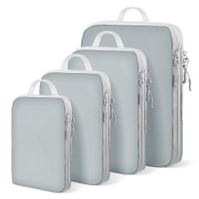 4-Piece Layered Clothing Storage Bags, Thickened Waterproof Compression Organizer Pouches for Travel, Luggage Garment Sorting Bags (Color: Grey)