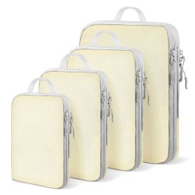 4-Piece Layered Clothing Storage Bags, Thickened Waterproof Compression Organizer Pouches for Travel, Luggage Garment Sorting Bags (Color: Beige)
