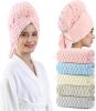 Blue Microfiber Hair Towels - Extra Large Hair Towel Wrap for Women, 24x42 inch Hair Towels with Elastic Strap, Super Soft Hair Drying Towels for Long
