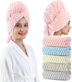 Blue Microfiber Hair Towels - Extra Large Hair Towel Wrap for Women, 24x42 inch Hair Towels with Elastic Strap, Super Soft Hair Drying Towels for Long (Color: Pink+blue+gray+ivory+beige)