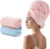 Blue Microfiber Hair Towels - Extra Large Hair Towel Wrap for Women, 24x42 inch Hair Towels with Elastic Strap, Super Soft Hair Drying Towels for Long