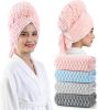 Blue Microfiber Hair Towels - Extra Large Hair Towel Wrap for Women, 24x42 inch Hair Towels with Elastic Strap, Super Soft Hair Drying Towels for Long