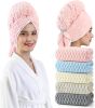Blue Microfiber Hair Towels - Extra Large Hair Towel Wrap for Women, 24x42 inch Hair Towels with Elastic Strap, Super Soft Hair Drying Towels for Long