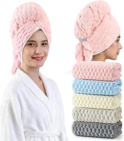 Blue Microfiber Hair Towels - Extra Large Hair Towel Wrap for Women, 24x42 inch Hair Towels with Elastic Strap, Super Soft Hair Drying Towels for Long (Color: Pink+blue+charcoal Gray+ivory+beige)