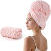 Blue Microfiber Hair Towels - Extra Large Hair Towel Wrap for Women, 24x42 inch Hair Towels with Elastic Strap, Super Soft Hair Drying Towels for Long