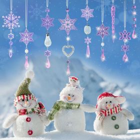 Crystal Ornaments Christmas Tree Decorations - 21pcs Christmas Tree Ornaments Sparkling Dazzling Festival Party Decoration Crystal Snowflake Design Ha (Color: Pink)