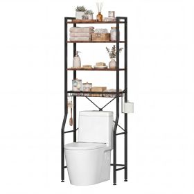 68-inch independent bathroom storage rack, iron and wood material toilet above storage rack, used for placing towels and toiletries in the bathroom (Color: Brown)
