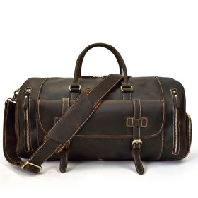 The Bard Weekender | Handmade Leather Duffle Bag (Color: Dark Brown)