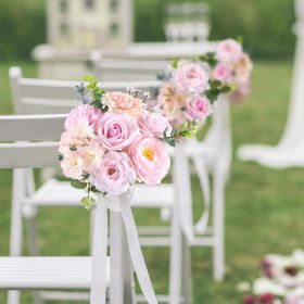 Artificial Flowers Combo Fake Flowers Pink Roses Silk Flowers with Stems for DIY Bridal Wedding Bouquets Centerpieces Arrangements Table Party Baby Sh (Color: Nude Pink)