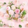 Artificial Flowers Combo Fake Flowers Pink Roses Silk Flowers with Stems for DIY Bridal Wedding Bouquets Centerpieces Arrangements Table Party Baby Sh