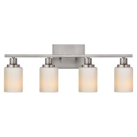 Bathroom Light Fixtures Brushed Brass 6-Light Bathroom Vanity Light, Modern Bathroom Lights Over Mirror with Milky White Glass Shade (Color: Brushed Nickel, Numbers of Light: 4-Light)