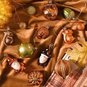 Fall Tree Decorations Ornaments for Home Indoor, 40ct Shatterproof Fall Ornaments for Small Tree (size: large)