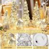 6 Pcs Mercury Glass Christmas Tree for Tabletop Light up Figurine Christmas Tree Mercury Cracked Glass Globe with Light for Xmas Decor Home Party Cent