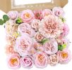 Artificial Flowers Combo Fake Flowers Pink Roses Silk Flowers with Stems for DIY Bridal Wedding Bouquets Centerpieces Arrangements Table Party Baby Sh