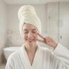 Blue Microfiber Hair Towels - Extra Large Hair Towel Wrap for Women, 24x42 inch Hair Towels with Elastic Strap, Super Soft Hair Drying Towels for Long