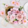 Artificial Flowers Combo Fake Flowers Pink Roses Silk Flowers with Stems for DIY Bridal Wedding Bouquets Centerpieces Arrangements Table Party Baby Sh