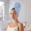 Blue Microfiber Hair Towels - Extra Large Hair Towel Wrap for Women, 24x42 inch Hair Towels with Elastic Strap, Super Soft Hair Drying Towels for Long