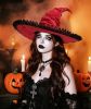 Witch Hat for Women Wizard Hat with Lace Trim Halloween Costume Accessories Cosplay Party