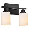 Bathroom Light Fixtures Brushed Brass 6-Light Bathroom Vanity Light, Modern Bathroom Lights Over Mirror with Milky White Glass Shade